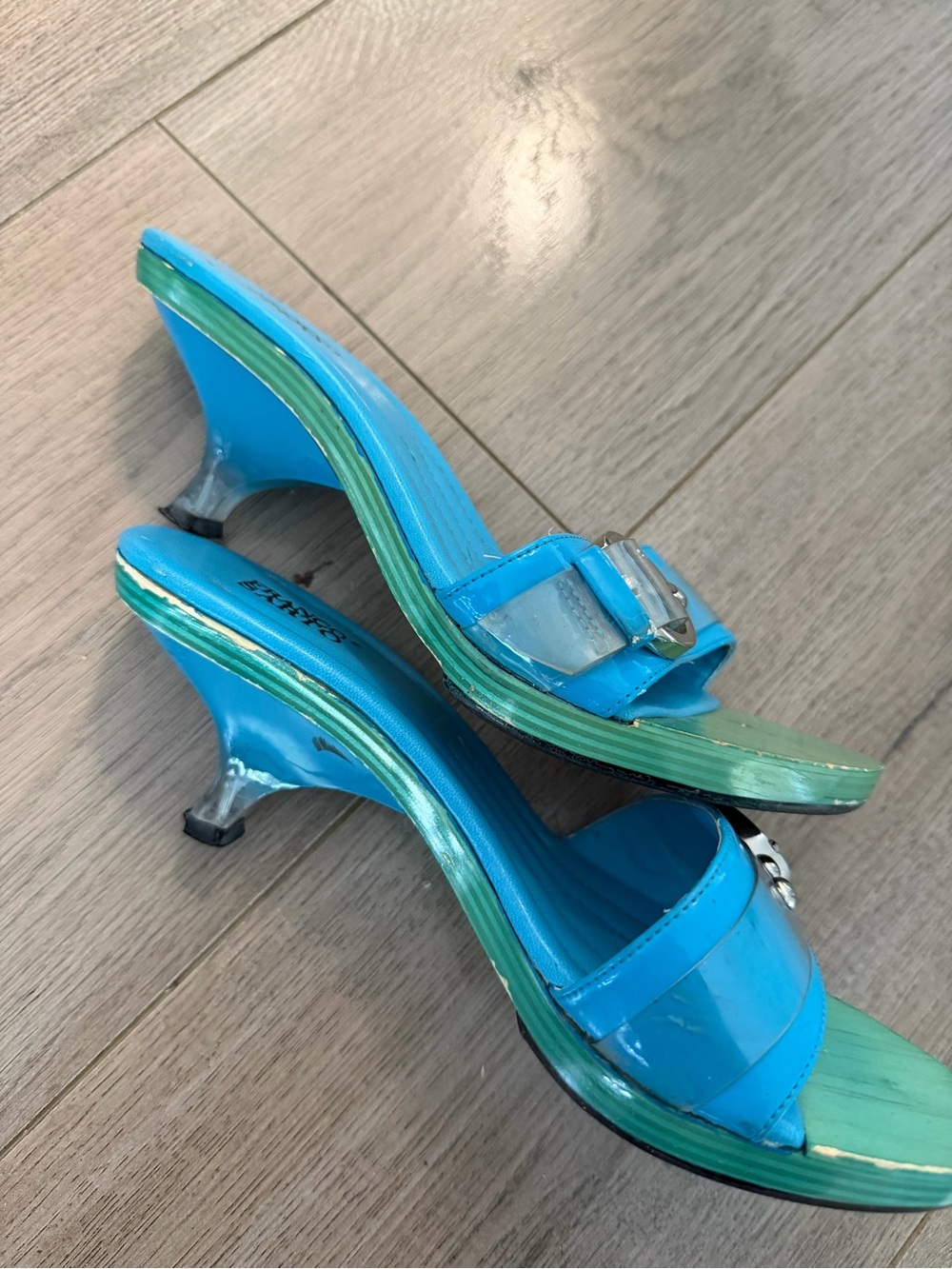Y2K Franco Sarto Wooden Kitten Heels - Picture 3 of 5